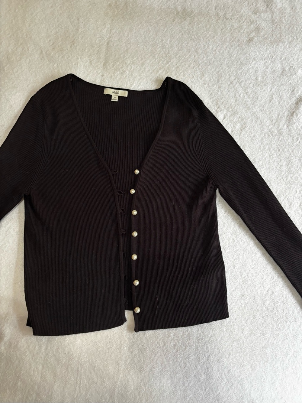 M&S Black Ribbed Scoop Neck Top
